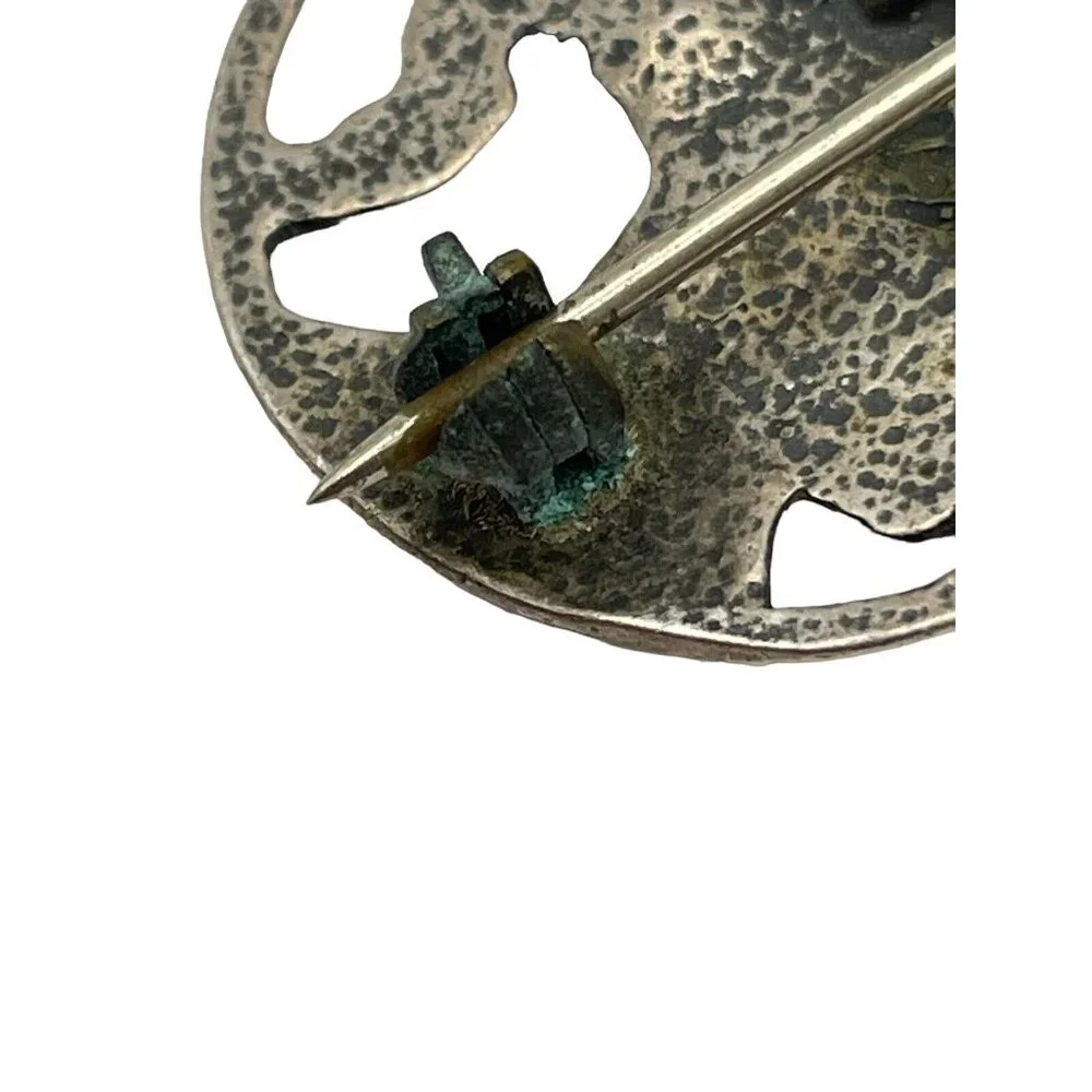 VTG Art Deco‎ Nouveau Style Goddess Women Flower 925 Silver Brooch Pendant READ